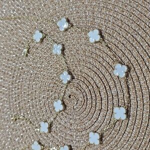 14k Gold Plated and White Clover Necklace